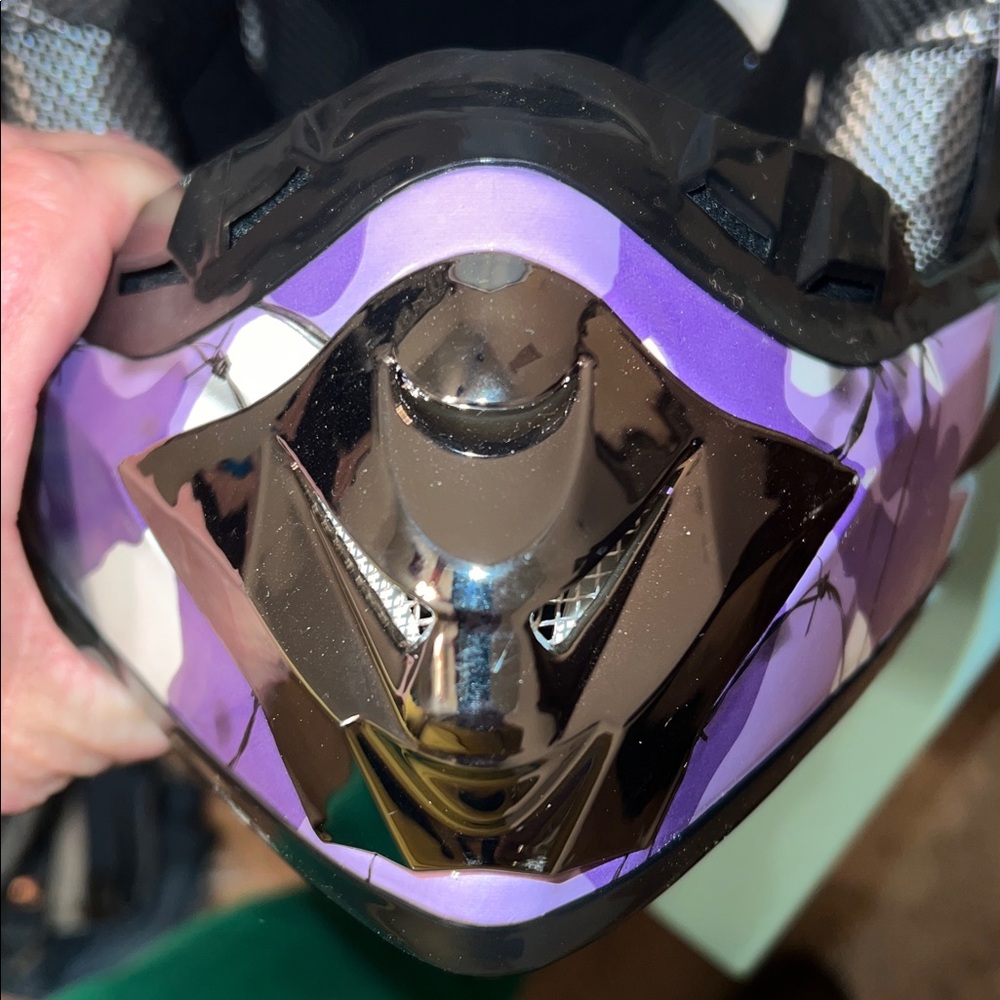 Purple and White Camouflage Youth Atv/Motocross Helmet - Picture 7 of 7